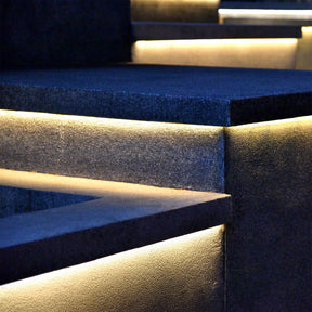 Strip lightson closeup steps