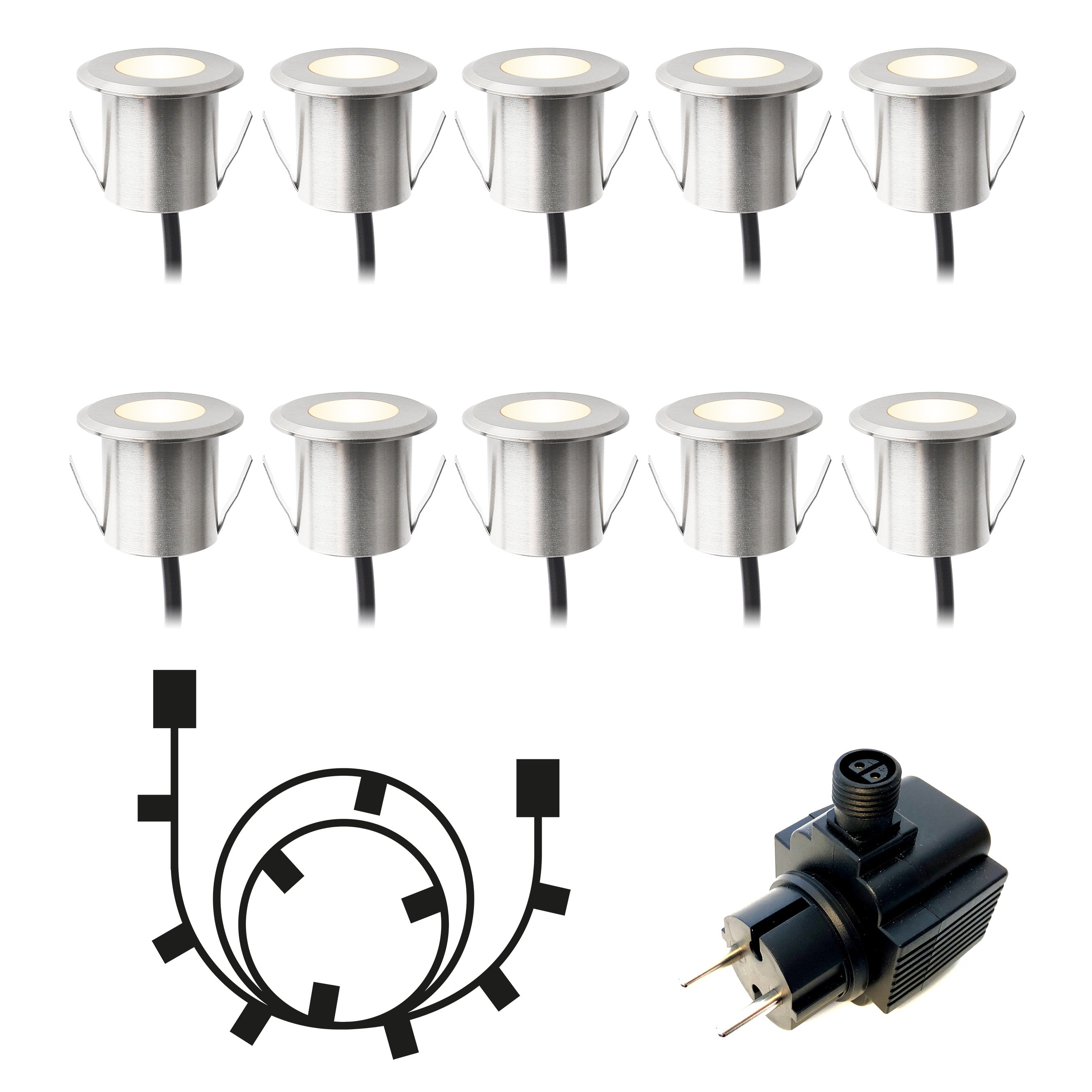 DEXTER 10-pack decklights (silver)